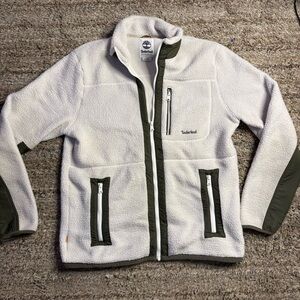 Timberland White and Green Fleece Jacket